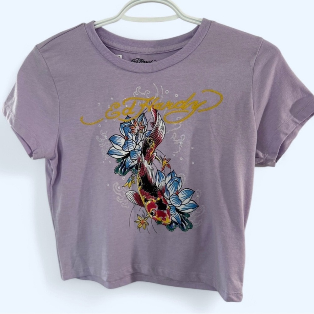 Ed Hardy Designs Graphic T-Shirt Short Sleeve Crop Top Size S